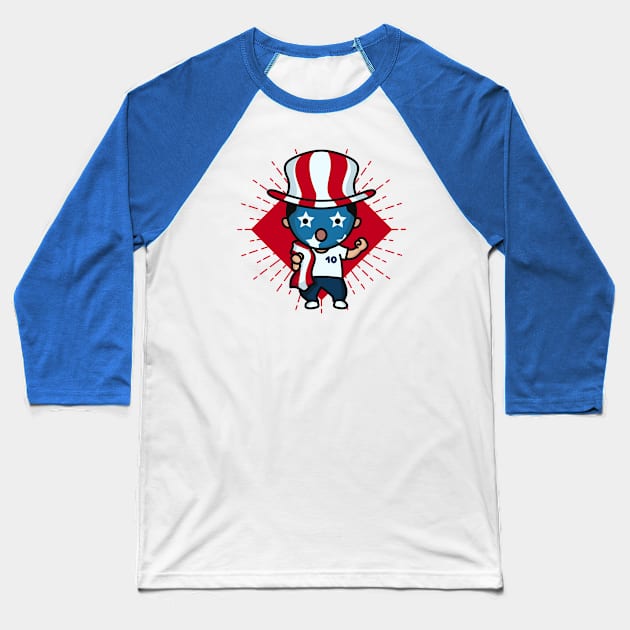 Cute US Soccer Fan // Kawaii Cute American Soccer Supporter Baseball T-Shirt by SLAG_Creative